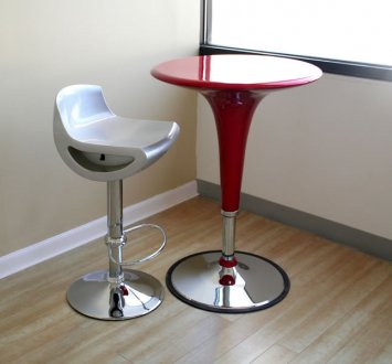 Contemporary Set of 2 Bar Stools With Silver Finish Seat