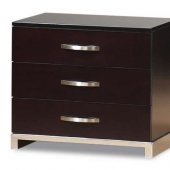 Dark Cappuccino Finish Three-Drawer Nightstand With Metal Legs