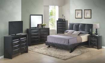 G2543 Bedroom in Black by Glory w/Upholstered Bed & Options [GYBS-G2543-G1500 Black]