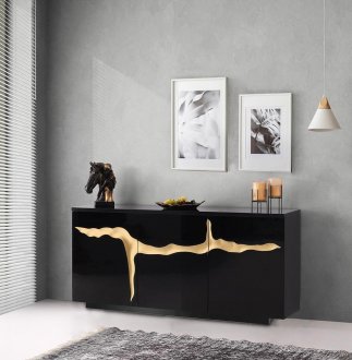 Stream Buffet in Black w/Gold Accent by Modern Art