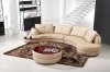 Beige Leather Modern Sectional Sofa w/End Table & Ottoman