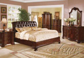 Warm Cherry Finish Classic Traditional Bed w/Optional Case Goods [AMBS-4660]