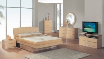 Maple Finish Elegant Modern Bedroom w/Optional Casegoods [GFBS-Aria-M]