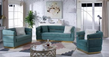 MS2109 Sofa & Loveseat Set in Hunter Green Velvet by VImports [VIS-MS2109 Hunter Green]