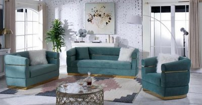 MS2109 Sofa & Loveseat Set in Hunter Green Velvet by VImports