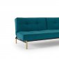 Splitback Eik Sofa Bed w/Arms in Aqua by Innovation w/Brass Legs