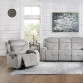 Aragon Motion Sofa & Loveseat 9519GY - Light Gray - Homelegance