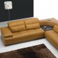 Camel Leather Modern Sectional Sofa w/Adjustable Headrests