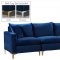 Naomi Sectional Sofa 636 in Navy Velvet Fabric by Meridian