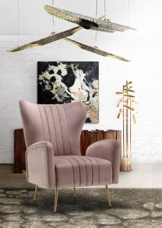 Opera Accent Chair 532 in Pink Velvet Fabric by Meridian