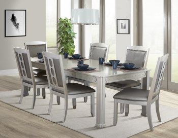 Sienna 7Pc Dining Set in Platinum w/Mirror Accents [ADDS-Sienna]