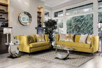 Tegan Sofa SM2216 in Royal Yellow Microfiber w/Options