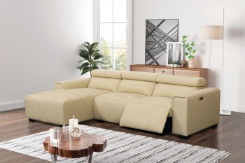 Cadillac Power Motion Sectional Sofa in Ivory Leather by ESF [EFSS-Cadillac Ivory]