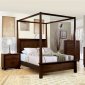 Deep Brown Classy Bedroom with Solid Wood Canopy Bed