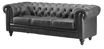 Black Full Leather Contemporary Living Room Sofa w/Options [ZMS-Aristocrat black]