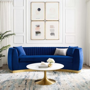 Resolute Sofa in Navy Velvet Fabric by Modway [MWS-3408 Resolute Navy]