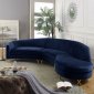 Serpentine Sectional Sofa 671 in Navy Velvet Fabric by Meridian