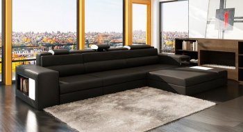 Polaris Mini Sectional Sofa in Black Bonded Leather by VIG [VGSS-Polaris Mini Black]