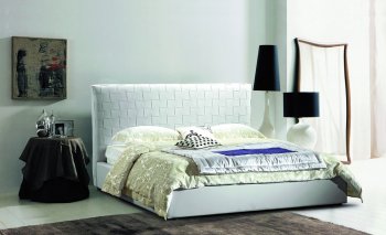 Lea Bed in White Eco-leatherby J&M w/Options [JMB-Lea]