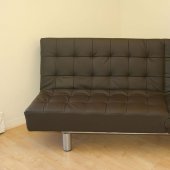 Chocolate, Black or White Leatherette Convertible Sofa