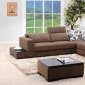 Brown Fabric Modern Sectional Sofa w/Matching Coffee Table