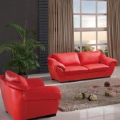 8080 Sofa in Red Leather by ESF w/Optional Loveseat & Chair