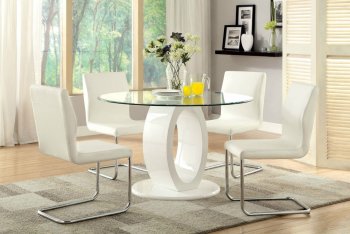 Lodia Dining Room CM3825RT 5Pc Set in White Lacquer [FADS-CM3825RT-Lodia White]