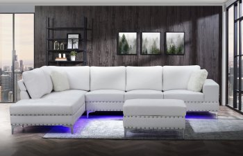 U97 Sectional Sofa in White by Global w/LED [GFSS-U97 White]