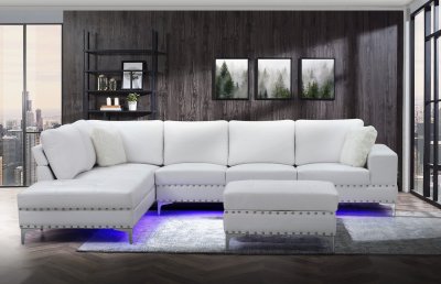 U97 Sectional Sofa in White by Global w/LED