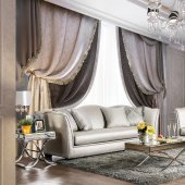 Alessandra Sofa SM2288 in Silver Silky Fabric w/Options