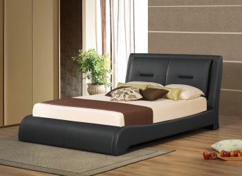 B170 Upholstered Bed in Black Leatherette [EGB-B170]