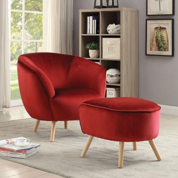 Aislin Accent Chair 59657 in Red Velvet by Acme w/Option [AMAC-59657-Aislin-Red]