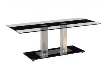 Two-Tone Glass Modern Coffee Table w/Black Base [GFCT-T2108]