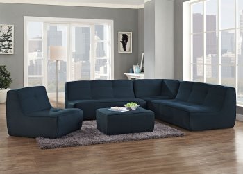 Align 5Pc Sectional Sofa Set in Azure Fabric by Modway [MWSS-Align Azure]