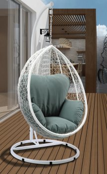 Simona Patio Swing Chair 45032 in Green & White by Acme [AMOUT-45032-Simona]