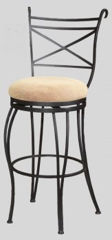 Black Metal Frame & Beige Fabric Seat Set of 2 Barstools [CYBA-0776-BS]