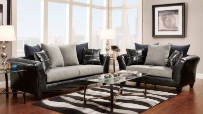 90004 Sofa in Grey Microfiber & Black Bicast w/Options