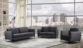 Poppy Sofa 690 in Grey Velvet Fabric by Meridian w/Options [MRS-690 Poppy Grey]