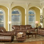 Leather Italia Pecan Duplin Sofa & Loveseat Set w/Options