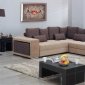 Two-Tone Fabric Modern Convertible Sectional Sofa w/Storage