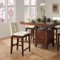 Walnut Finish Counter Height Table w/Storage Base & Glass Inlay