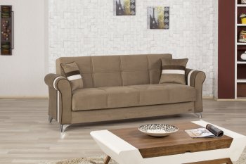 Metro Life Sofa Bed in Dark Beige Fabric by Casamode [CMSB-Metro Dark Life Dark Beige]