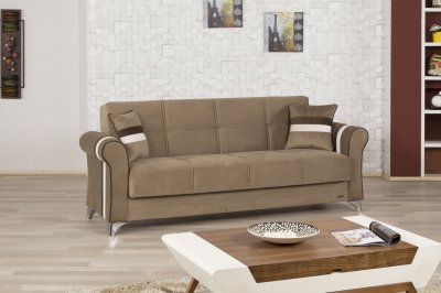 Metro Life Sofa Bed in Dark Beige Fabric by Casamode