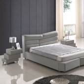 5190 Bed in Grey Leather-Match by ESF w/Optional Nightstands