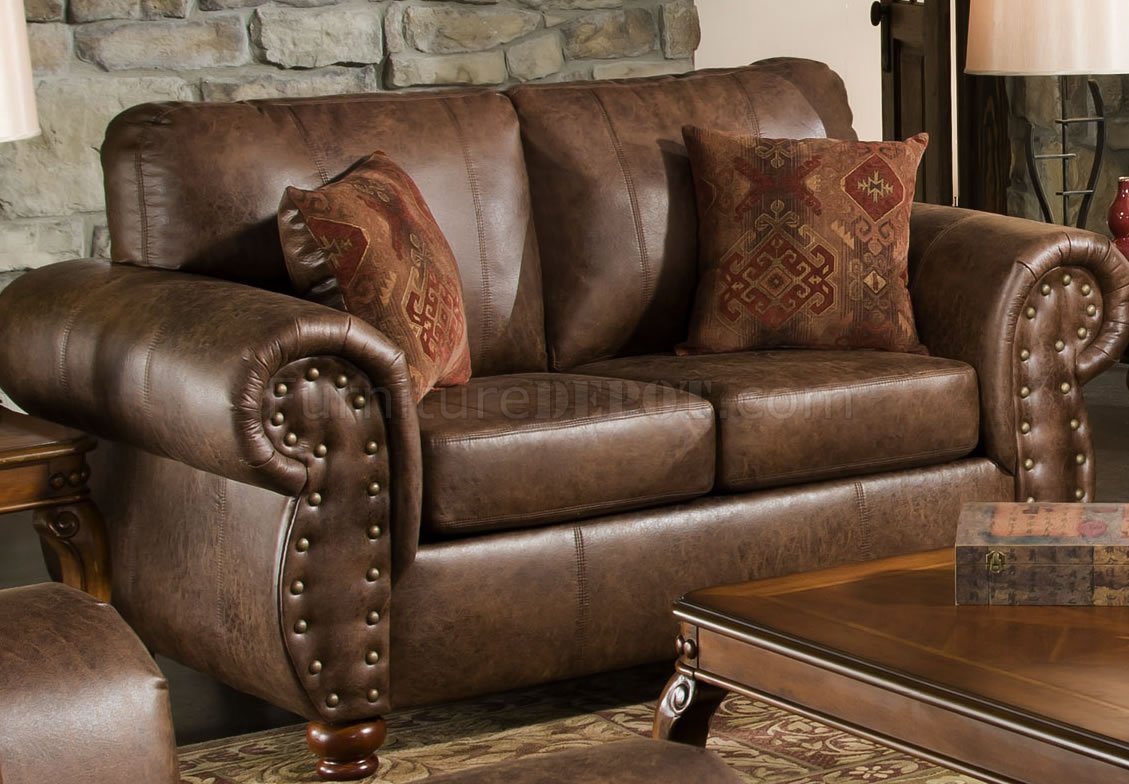 brown leather love sofa