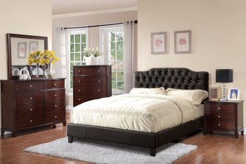 F9331Q 5Pc Bedroom Set in Black Leatherette by Poundex w/Options [PXBS-F9331Q Black]