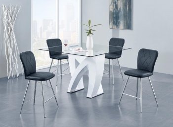 D9913BT Dining Set 5Pc White by Global w/D1066BS-BL Chairs [GFDS-D9913BT-D1066BS-BL]