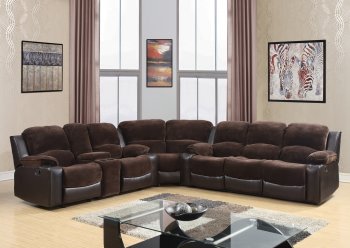 1301 Motion Sectional Sofa in Chocolate & Brown by Global [GFSS-U1301-CHOC/BR]