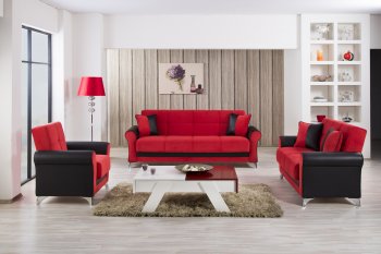 Urban Style Sofa Bed in Red Fabric by Casamode w/Options [CMSB-Urban Style Red]