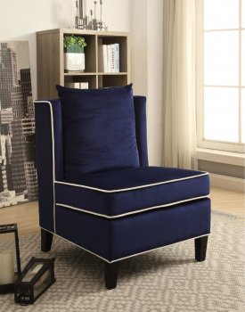 Ozella Accent Chair 59574 2Pc Set in Dark Blue Velvet by Acme [AMAC-59574-Ozella]